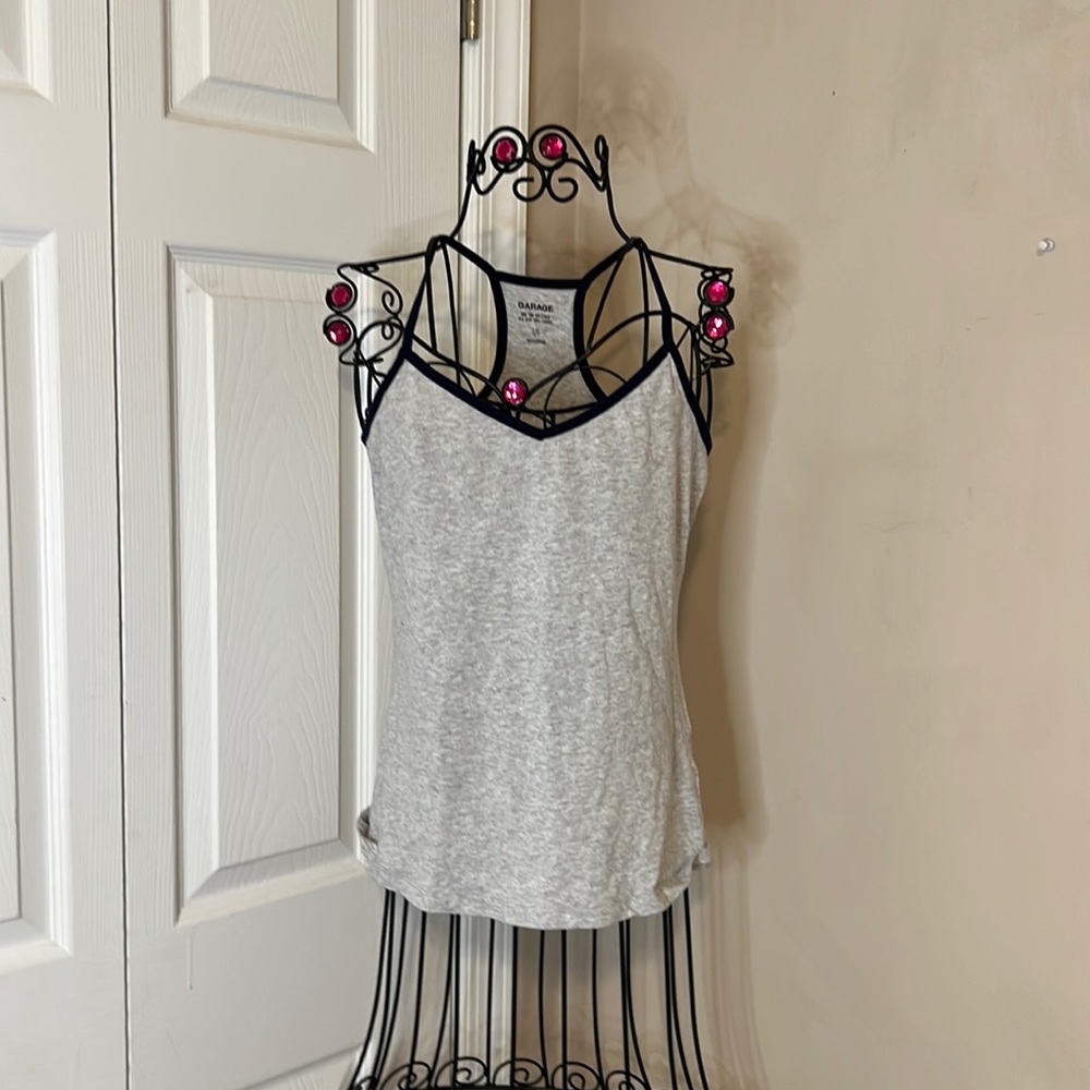 Garage Tank Top Gray and Navy Blue, Size: Large